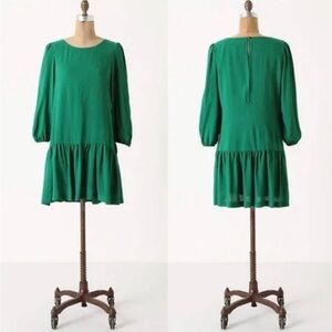 Anthropologie Kelly Green Drop Waist Dress
